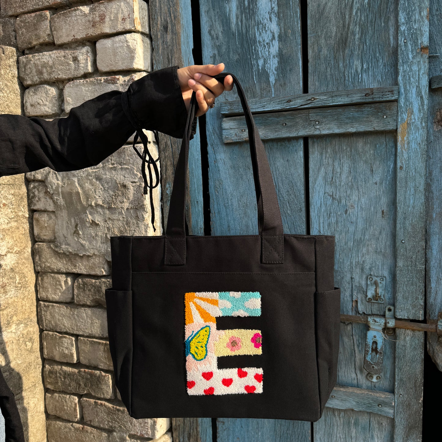 E Tufted Tote Bag