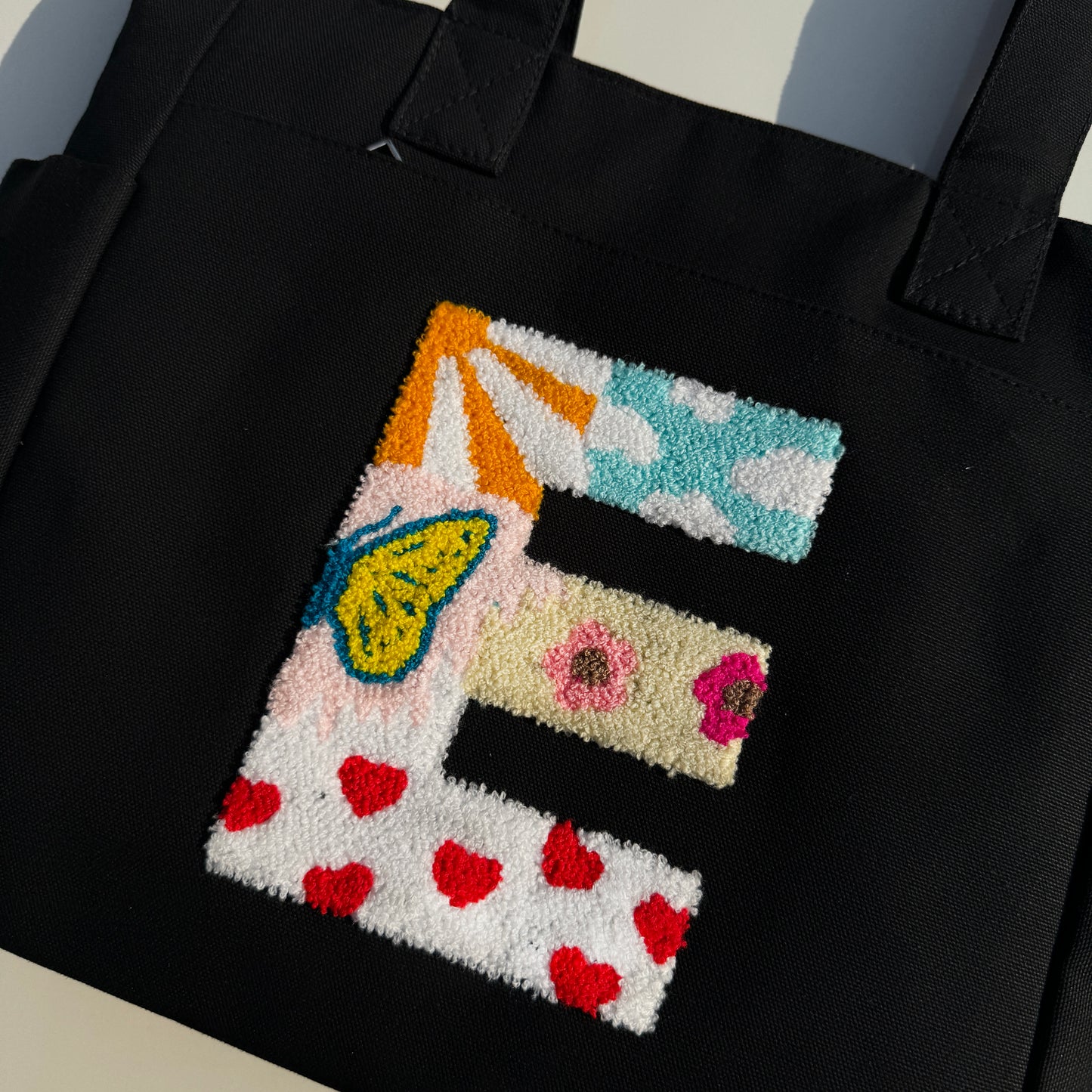 E Tufted Tote Bag