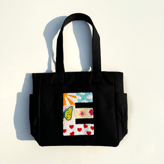 E Tufted Tote Bag