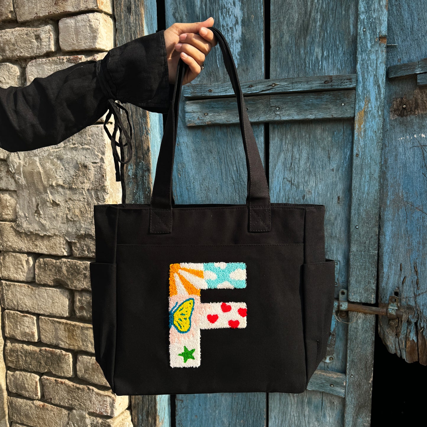 F Tufted Tote Bag