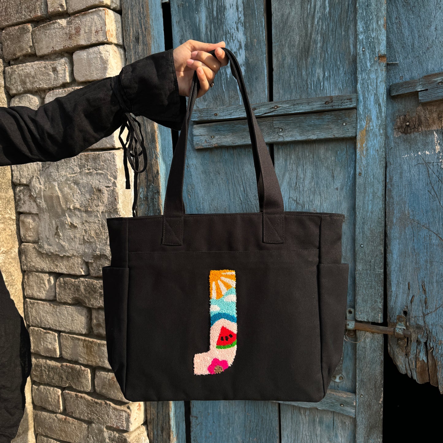 J Tufted Tote Bag
