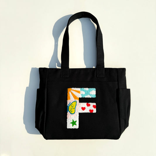 F Tufted Tote Bag