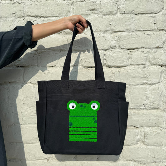 Froggy Tufted Tote Bag (BLACK) πΈ