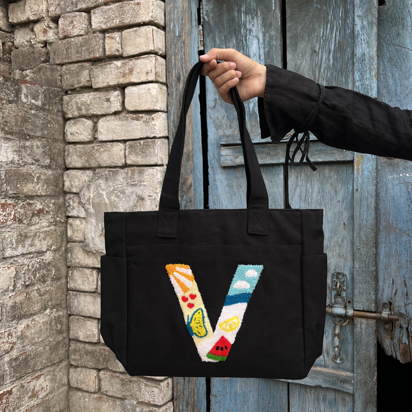 V Tufted Tote Bag
