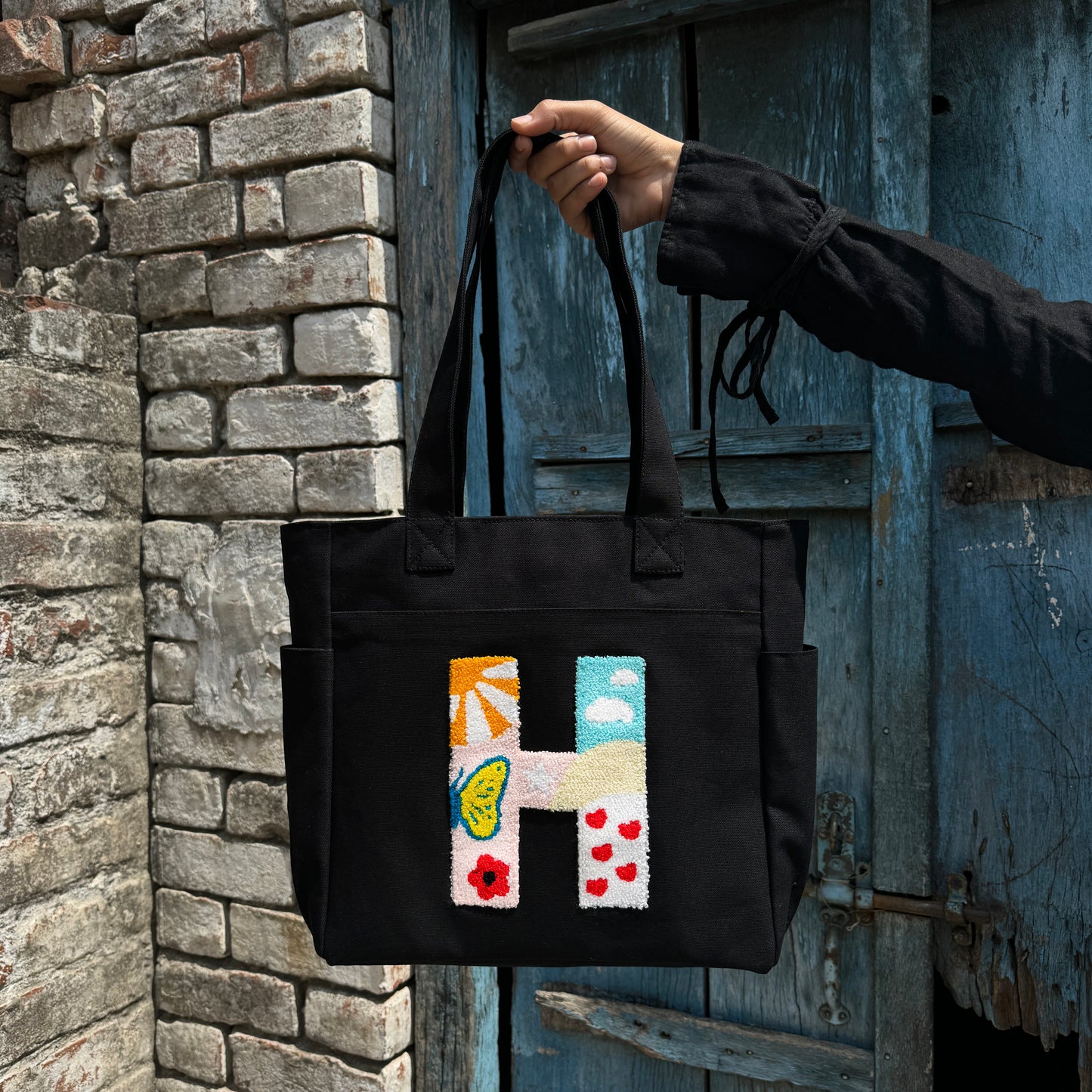 H Tufted Tote Bag