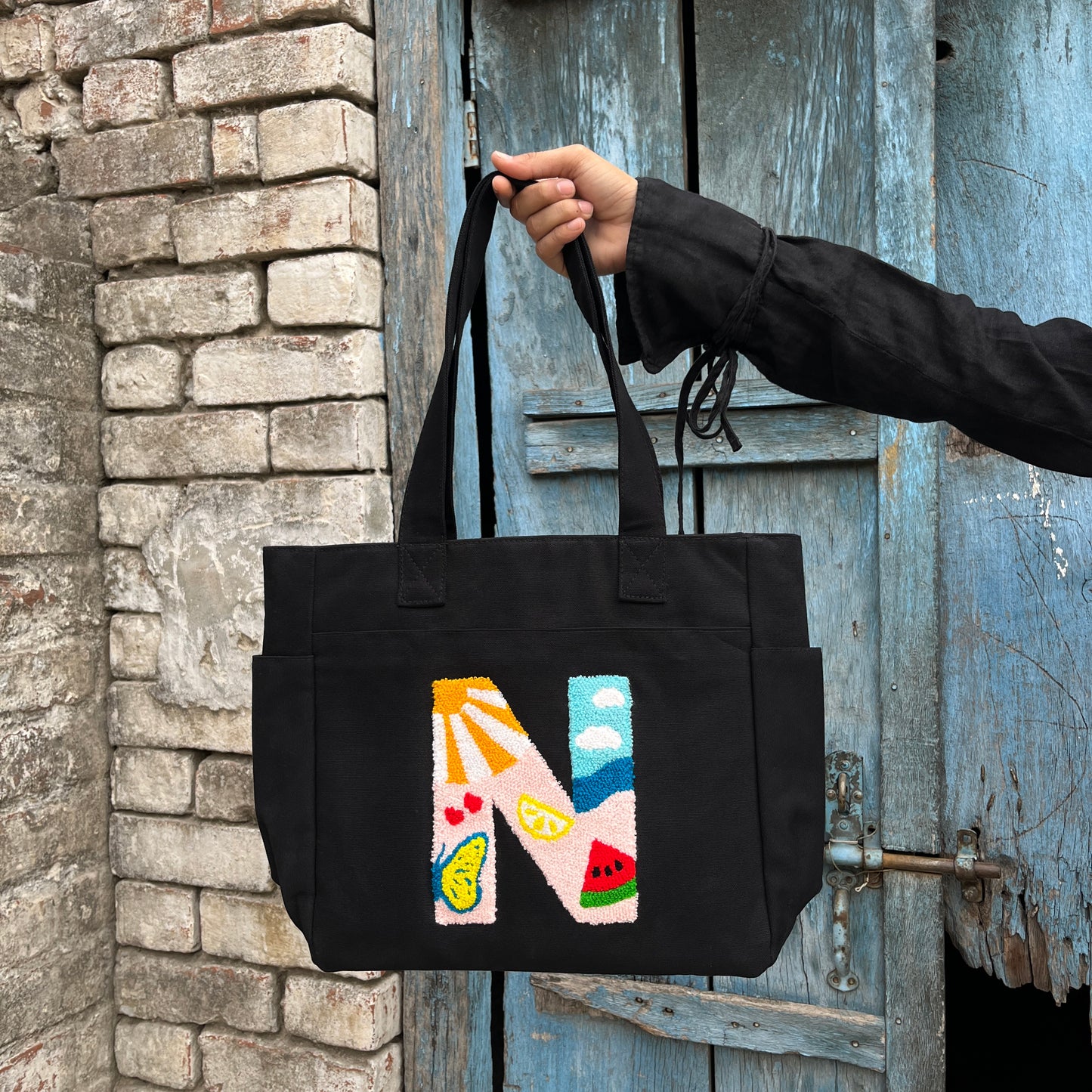 N Tufted Tote Bag