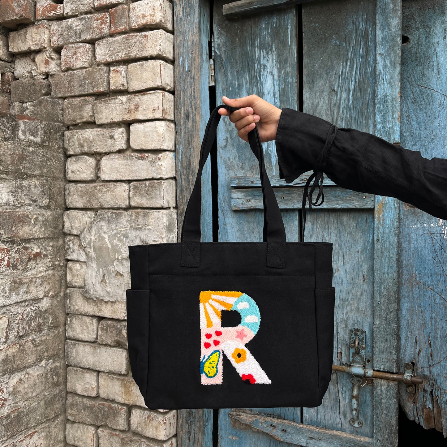 R Tufted Tote Bag