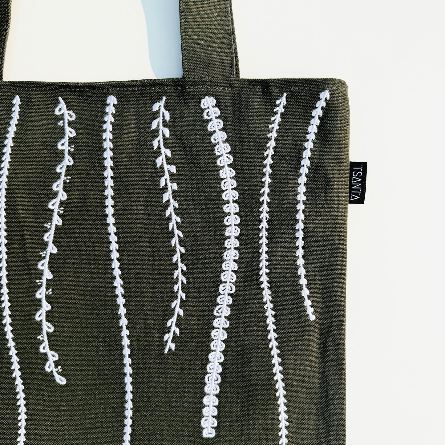 Leaves Embroidered Canvas Tote Bag