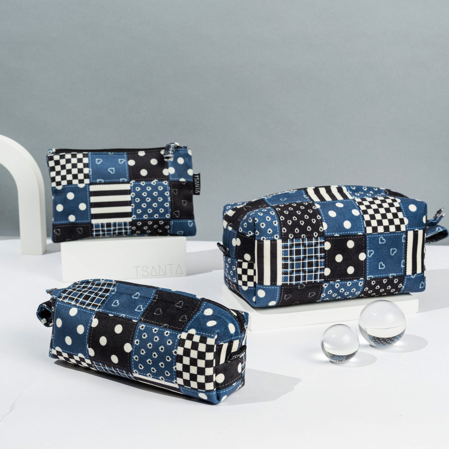 Blue box pouches (Set of 3)