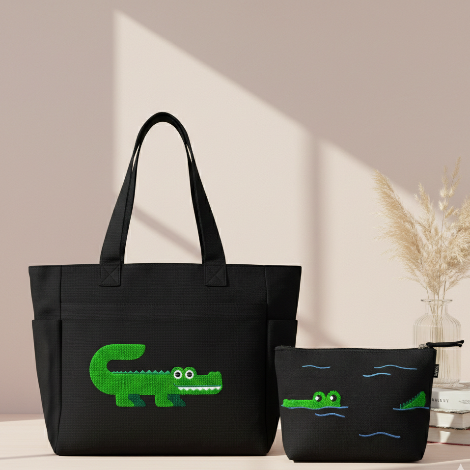Croco Tote + Pouch 🐊