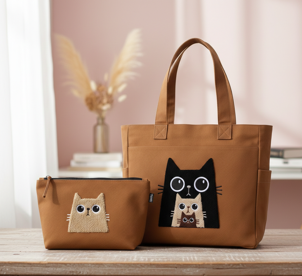 Kitty Cat Tote + Pouch 🐱