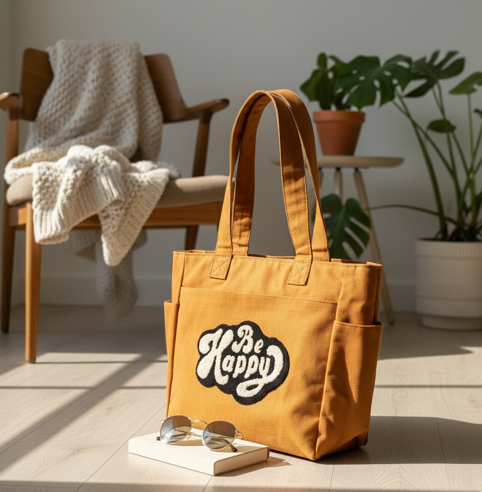 Be Happy Tufted Tote Bag (Limited Edition)