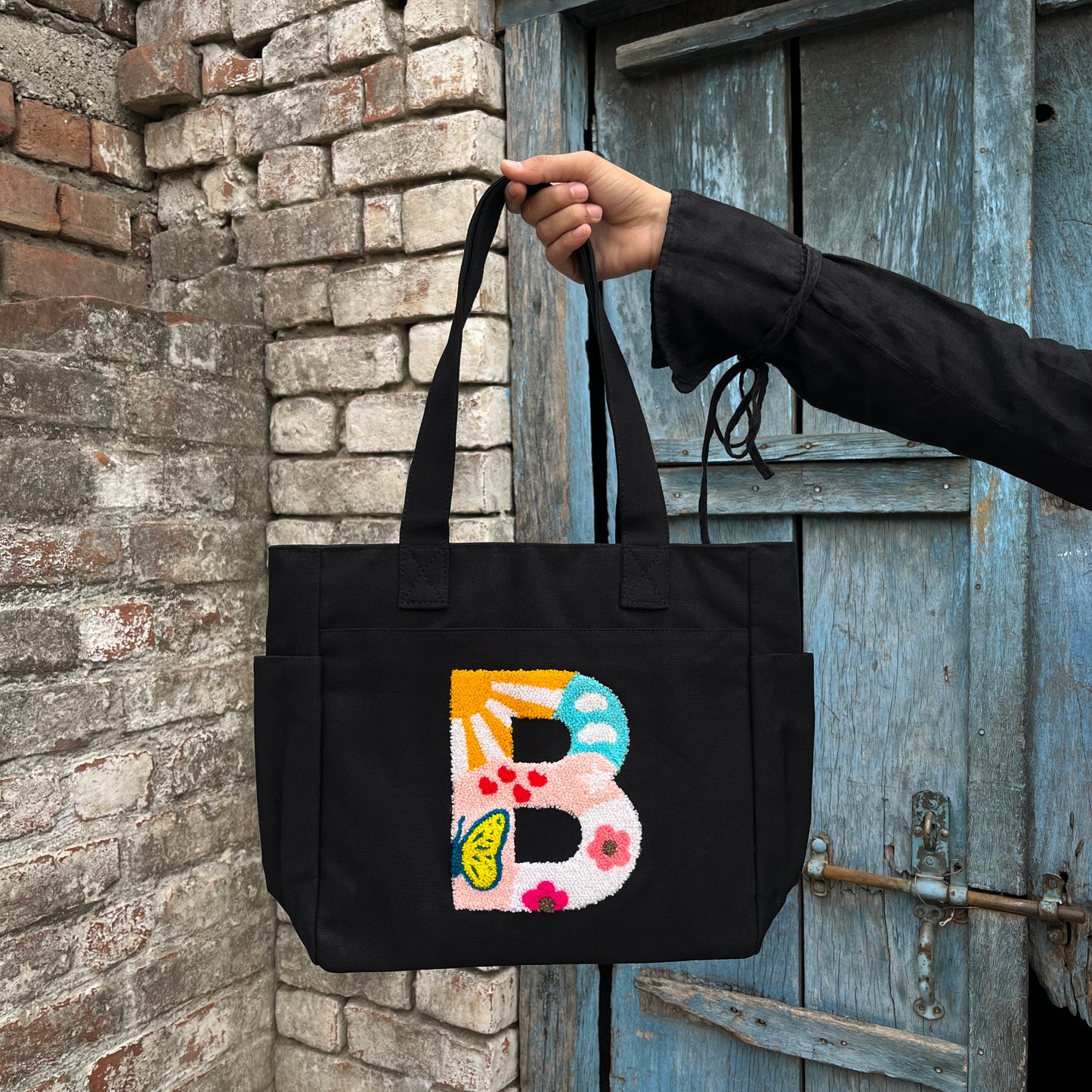 B Tufted Tote Bag